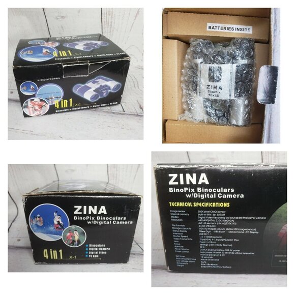 ZINA 4-in-1 10x25 BinoPix Binoculars with Digital Camera, Video, and PC Cam - Picture 2 of 7